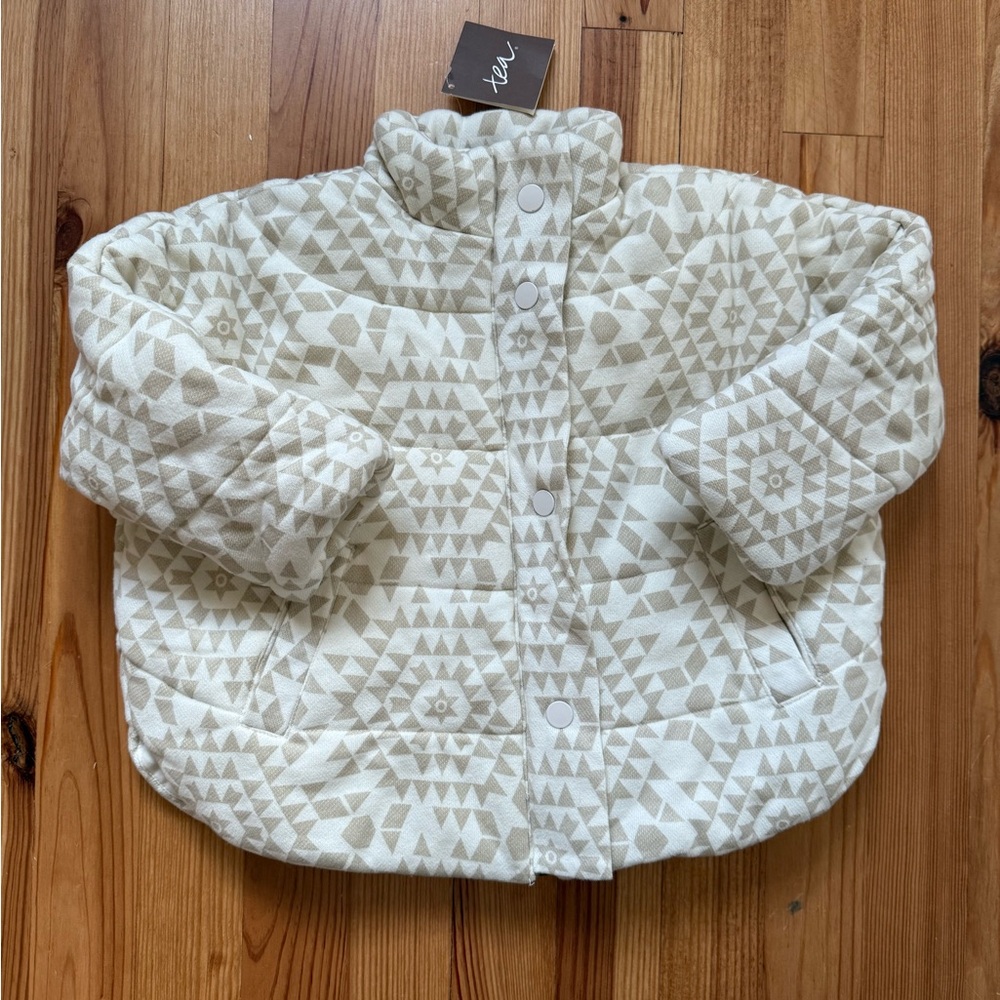 Tea Collection Azulejo Quilted Cotton Coat, NWT Size XS 2/3